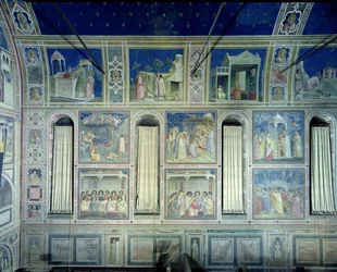 View of the south wall depicting scenes from the Life of Joachim and Anna and the Life of Christ, c.1305